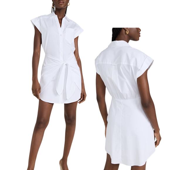 Veronica Beard Dresses & Skirts - Veronica Beard NWT 'Aimee' Mini Shirt-Dress Wrap-Tie Front Collared White Size 4